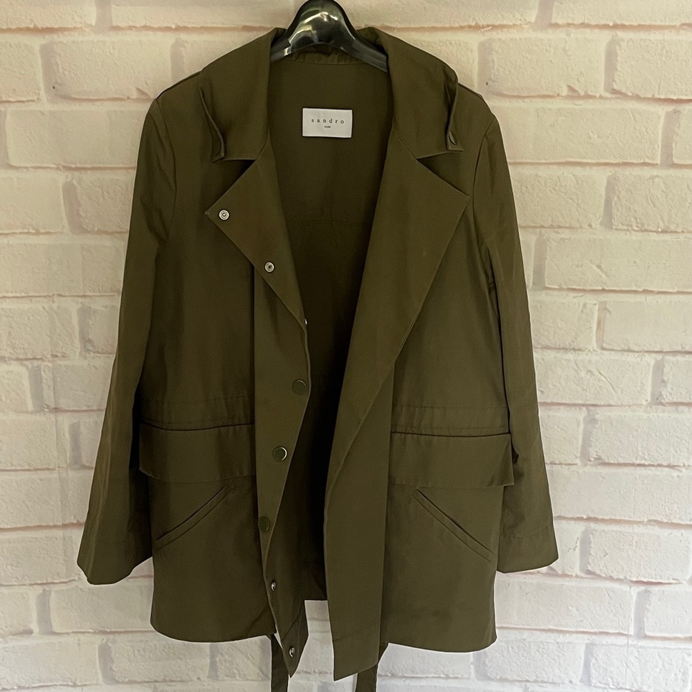 Sandro Paris Olive Green Women's Military Utility Jacket. Size 2 - Picture 3 of 13